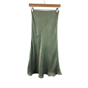 Women’s Nasty Gal Size 4 Sage Green Satin Midi Skirt
